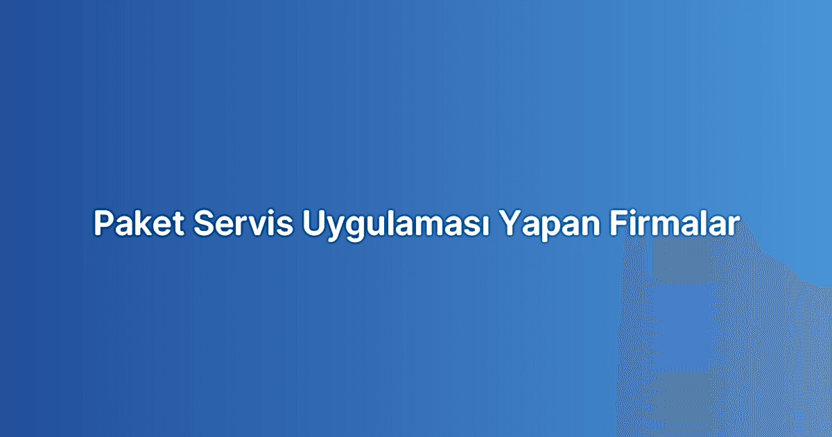 Paket Servis Uygulaması Yapan Firmalar